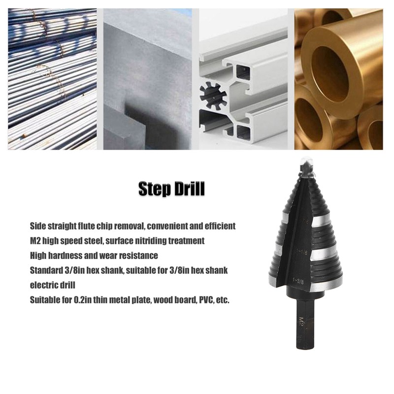 3/16 to 1‑3/8in Step Drill M2 High Speed Steel Nitrided