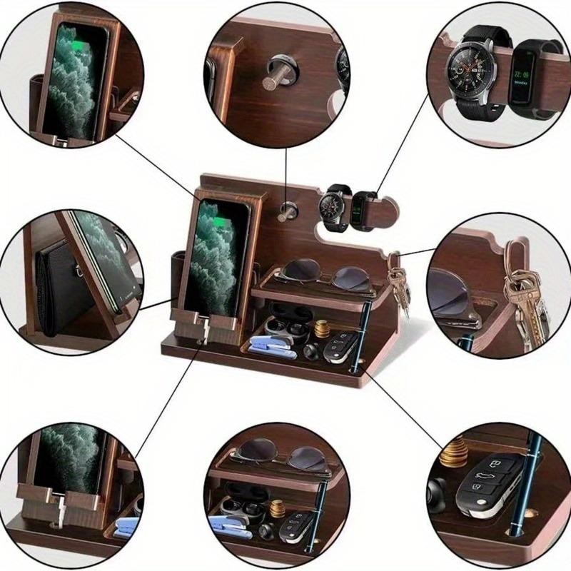 Multi-functional Wooden Telephone Extension Base Father's Gift Bedside Table Desktop