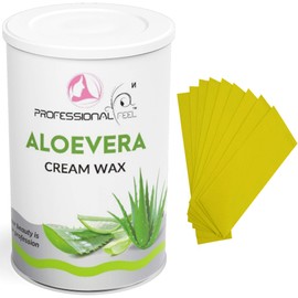 Professional Feel Aloevera Cream Wax With 32 Wax Strips, hydro soluble wax For Face, Upper Lips, Arms, Legs, Bikini Line, Underarms, Finger and Full Body | Men & Women (800 Grams)