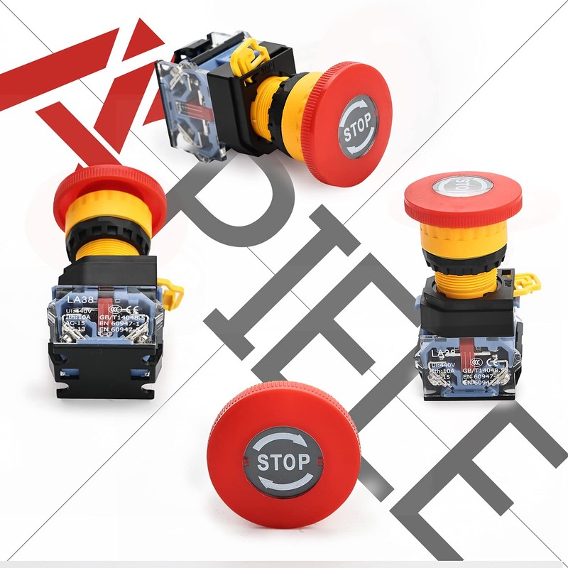 APIELE 22mm Red Stop Singal Mushroom Emergency Stop Push Button