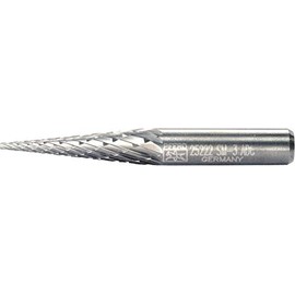 PFERD Cone Carbide Bur, Uncoated (Bright) Finish, Double Cut, Point End, 1/4" Shank, 1/4" Head Diameter, 1" Head Length (SM-3)