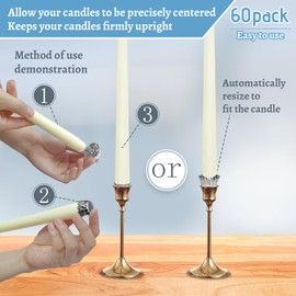 Candle Fittings Disposable Aluminum Foil Candle Holder Cups for Taper Candles, 60 Pieces Aluminum Liners Inserts for Menorah Cups