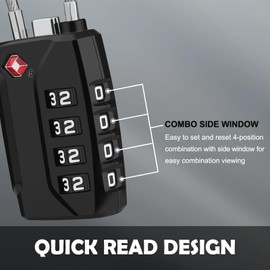 Diyife TSA Luggage Locks, [2 Packs] [Long Shackle] 4 Digit High Security Suitcase Padlocks, Flexible Combination Cable Padlock, TSA Lock for Travel Suitcases Luggage Bag Case (Black)