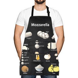 Cheesy Snack Italian Culinary Kitchen Apron Fresh Mozzarella Cheese Starter Pinny New Home Cooking Gift for Her Him (Mozzarella)