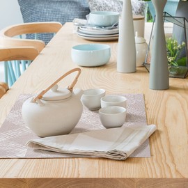 ASYOUWISH Set of 6 PVC Kitchen Table Place Mats, Non-Slip and Washable? Ecological, Ideal for the Kitchen Rose Gold