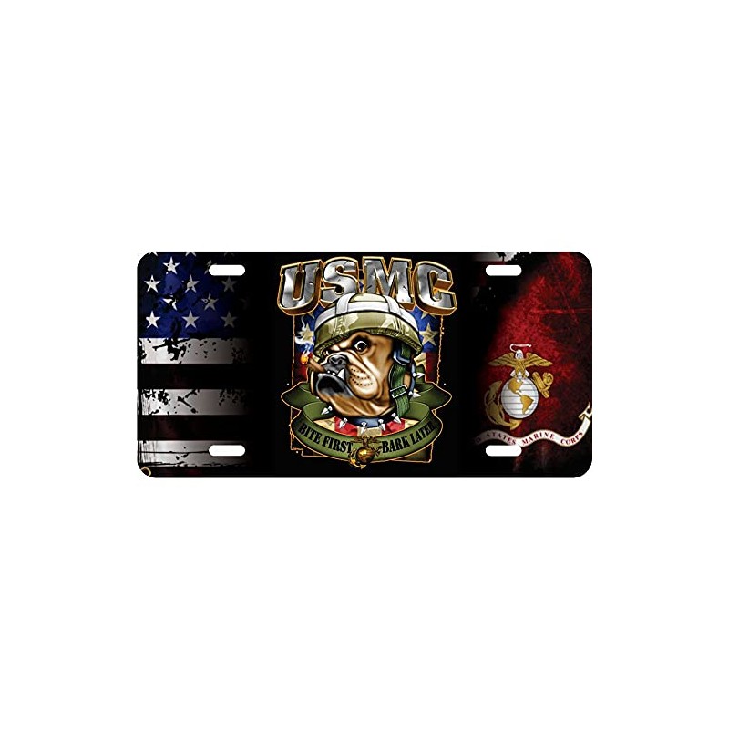 US Marine Corps USMC Bull Dog Bite First License Plate
