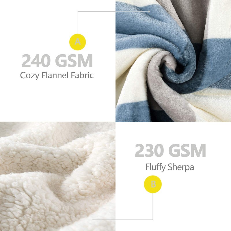 PU MEI Sherpa Fleece Throw Blanket 60" x 80" Reversible