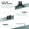 12pcs Black 3 Way End Corner Angle Connector with Screws