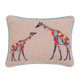 Levtex Home - Mackenzie - Decorative Pillow (14 x 18in.) - Giraffe - Natural, Red, Orange, Blue, Navy