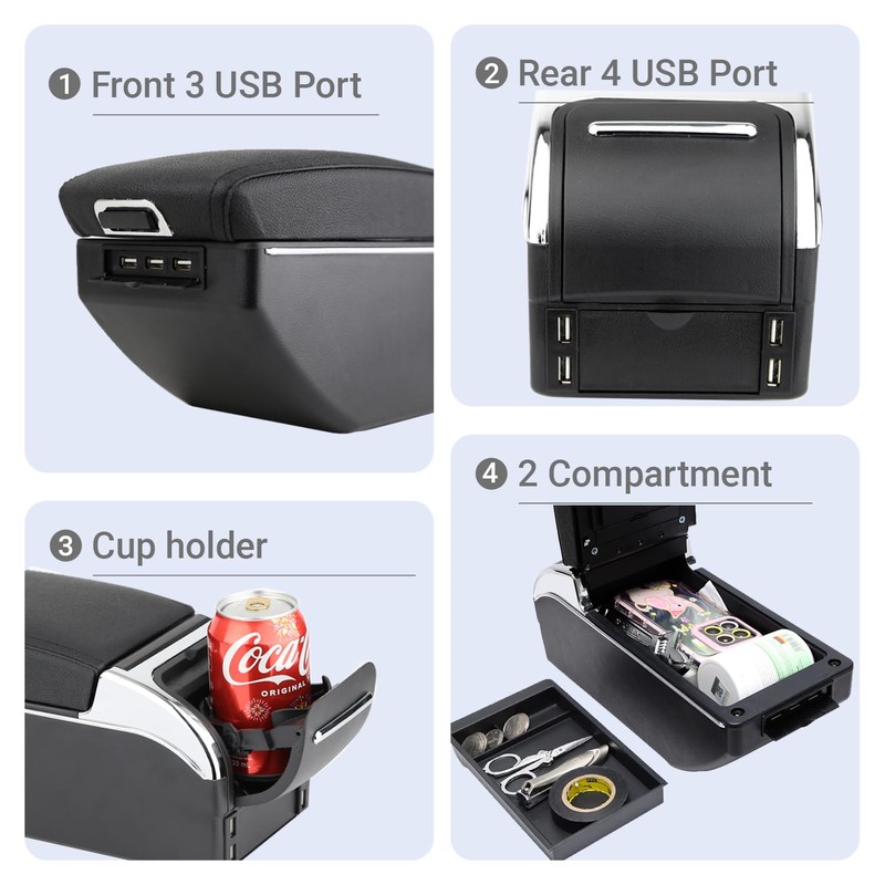 HRCHCG Compatible with Toyota Yaris Armrest Yaris IA Sedan, Adjustable