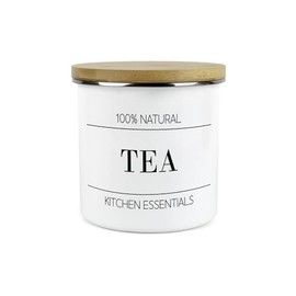 Minimalist Kitchen Essentials Tea Storage Canister - Modern Black & White Decor - 1.2L Enamel Hot Drinks/Food Storage Container