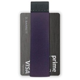 Modern Carry Quick Draw Minimalist Wallet for Men & Women, Elastic Band Minimal Credit Card Holder with Leather Tab, Card Grabber for Long Nails, Money Clip Alternative (Black), Purple, One Size,