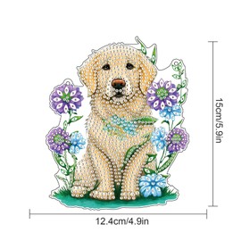 AiYuanzsh Puppy Dog Diamond Art Painting Hanging Pendant Kit Animal Special Shaped Diamond Dots Art Acrylic Ornaments Diamond Art Pendant for Adult Home Wall Window Decor Gift