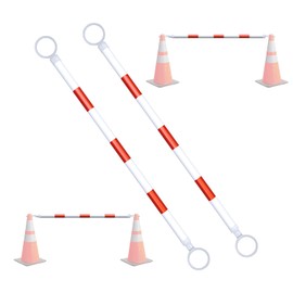 AIWFL 2 Pack Retractable Traffic Cone Bar from 3.8ft to 6.56ft, Expandable Traffic Cone Bar for Parking Lots Reflective Safety Cone Barrier Bar for Road Construction White/Red