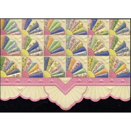 Set of 3 - Fan Quilt Portfolio Boxed Note Cards by Carol Wilson. 10 embossed 4x5 Die-Cut Notecards and Matching Envelopes in Decorative Gift Box with Magnetic Flap. NCP2357