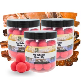 Zite Fishing Pop-Up Boilies 16 mm Monster Crab Aroma Amino Carp Bait Suitable for All Pop-Up Mounts 3 x 80 g in Tin Optimal Buoyancy Properties and High Catching Flavours