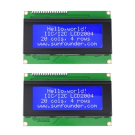 SunFounder LCD2004 Module with 3.3V Backlight compatible with Arduino R3 Raspberry Pi Display of 20x4 White Characters on Blue Background (2 Pcs)