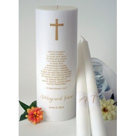 1 Corinthians 13 Wedding Unity Candles - Gold