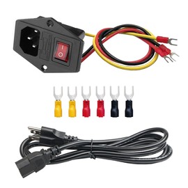 Rocker Switch Power Socket Inlet Module Plug and 4.9ft Power Cord with 10A Fuse Switch 10A 250V 3 Pin IEC320 C14