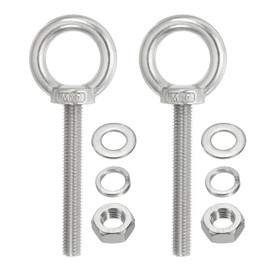 PATIKIL M10 x 70mm Lifting Shoulder Eye Bolts, Set of 2, 304 Stainless Steel Threaded Eye Bolts with Lifting Rings with Nuts and Washers, Perfect for Hammocks and Articles Hanging