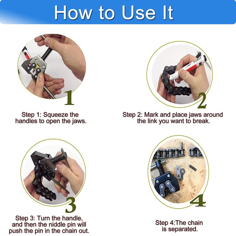 Poweka Roller Chain Breaker Detacher Cutter for #25#35#41#40#50#60 415H,8H, 520,