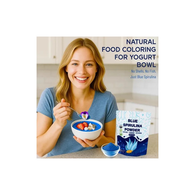 Polvo De Espirulina Azul 1.6 Oz Orgánico Para Alimentos