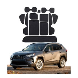 CDEFG Compatible with Toyota RAV4 XA50 2019-2023 2024 Rubber Mats Centre Console Door Slot Non-Slip Non-Slip Mats Anti-Dust Cup Holder Rubber Mat Armrest Storage Car Accessories (Black)