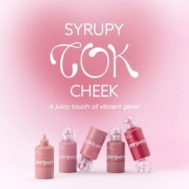 PERIPERA SYRUPY TOK CHEEK 5 Colors, Liquid Blush, Dewy Finish and Hydrates All day, Soft Velvet Texture Face Cheek Tint (08 SYRUP GRAPEFRUIT, One Size)