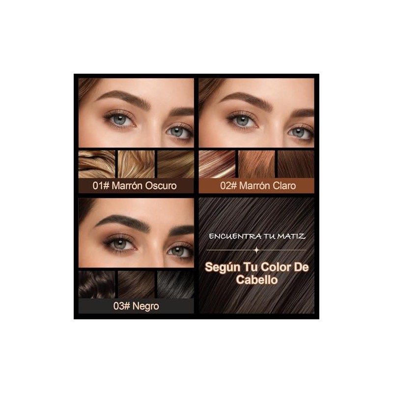 Erinde Lápiz de Cejas 4D Líquido con Efecto Microblading, 03#Black
