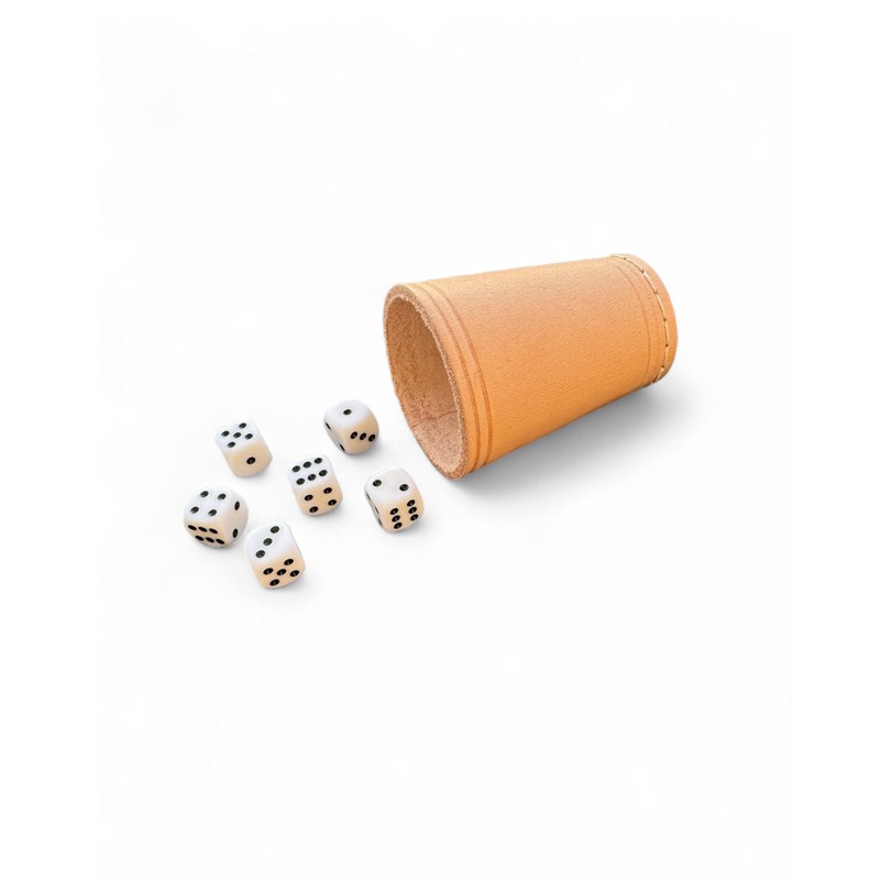 DELALO Leather Dice Cup Set, 5 Cups with 30 Cubes,