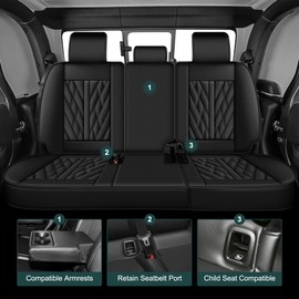 AOMSAZTO Seat Covers Fit for Jeep Gladiator 2020-2024 2025 Breathable Leather Truck Seat Covers Full Set (Black)