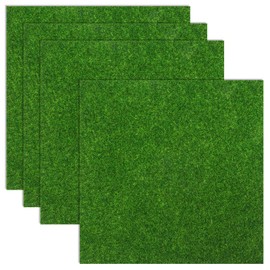 Aeaocvo 4 Pieces Artificial Grass for Crafts 20 x 20 cm Miniature Moss for Crafts, Artificial Grass Miniature Garden, Artificial Lawn for Miniature Ornament, Garden, Dollhouse