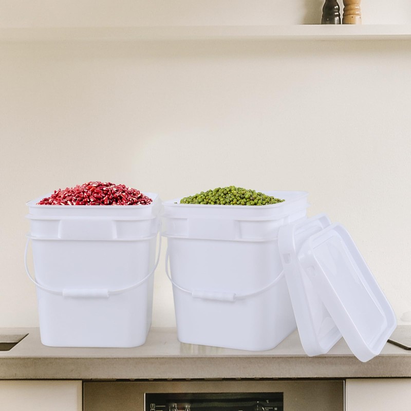 Wekioger 3 Gallon Plastic Bucket Pail with Seal Lid, 4-Pack