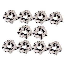 Vaguelly 10pcs Cow Pattern Hair Scrunchies for Elastic Ponytail Holders Fashionable Hair Ropes for Daily Wear Parties and Special Occasions