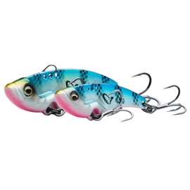 Savage Gear Vib Blade - Long Throwing Blade with Vibration and Flashing Function, Ideal for Perch, Pike and Zander in Fresh and Salt Water, Ultra Sharp Carabiner Hook, Green/Silver Ayu, 4.5 cm
