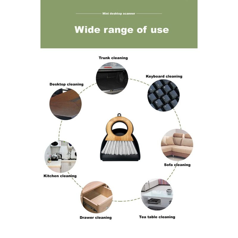 Xifando Mini Broom and Dustpan for Housekeeping-Bamboo Handle Small Broom