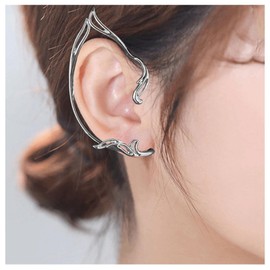 Allereya Vintage Elf Ear Cuff Earrings Elf Cartilage Earrings Cat Clip On Ear Cuff Earrings Silver Elf Ear Wrap Earrings Jewelry for Women and Girls (Silver)