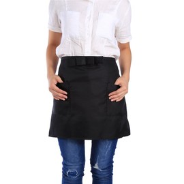 ZJchao Delantal Camarero, Delantal cocina hombre short apron Delantal de Cocina Medio para Chef con Bolsillos moda universal para mujeres y hombres trabajar Mandil Camarero (Negro)