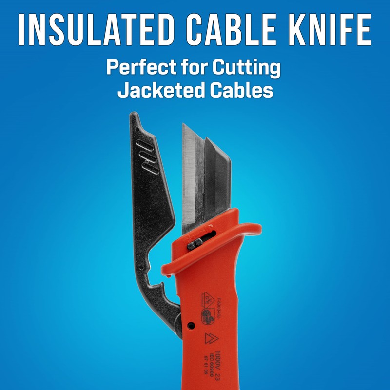 Jonard Tools KN-300INS Insulated Cable Dismantling Knife with Blade Guard,