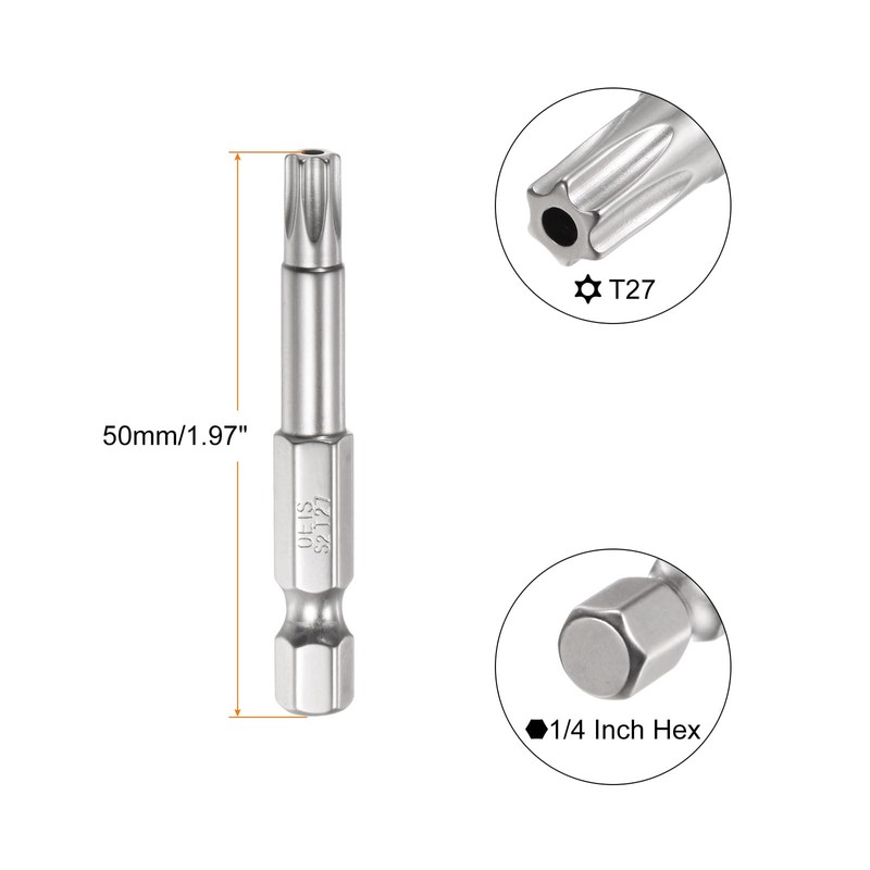 HARFINGTON 5Pcs Security Torx Bit 1/4" Hex Shank 2" Long