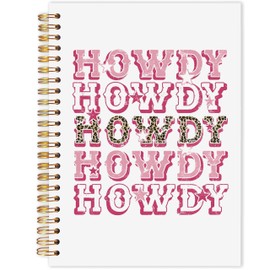 AQYIP Pink Leopard Howdy Western Spiral Notebook, Girly Preppy Cowgirl Journaling Notebooks, Western Cowgirl Journal for Writing, Pink Cowgirls Notebooks for Note Taking, 5.5x8.3 Inch