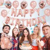 30pcs Pink Rose Gold Birthday Decorations, 3D Mylar Foil Happy