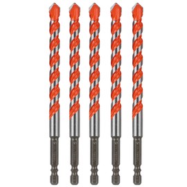 Concrete Carbide Drill Bits Hex Shank Masonry Cement Tile Drill Bit Set for Glass/Brick/Plastic/Cement/Tile 3/8" (5PCS)