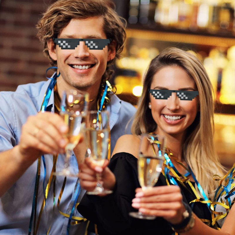 [Lorigun] Thug Life Sunglasses Pixel Mosaic Glasses Party Glasses MLG
