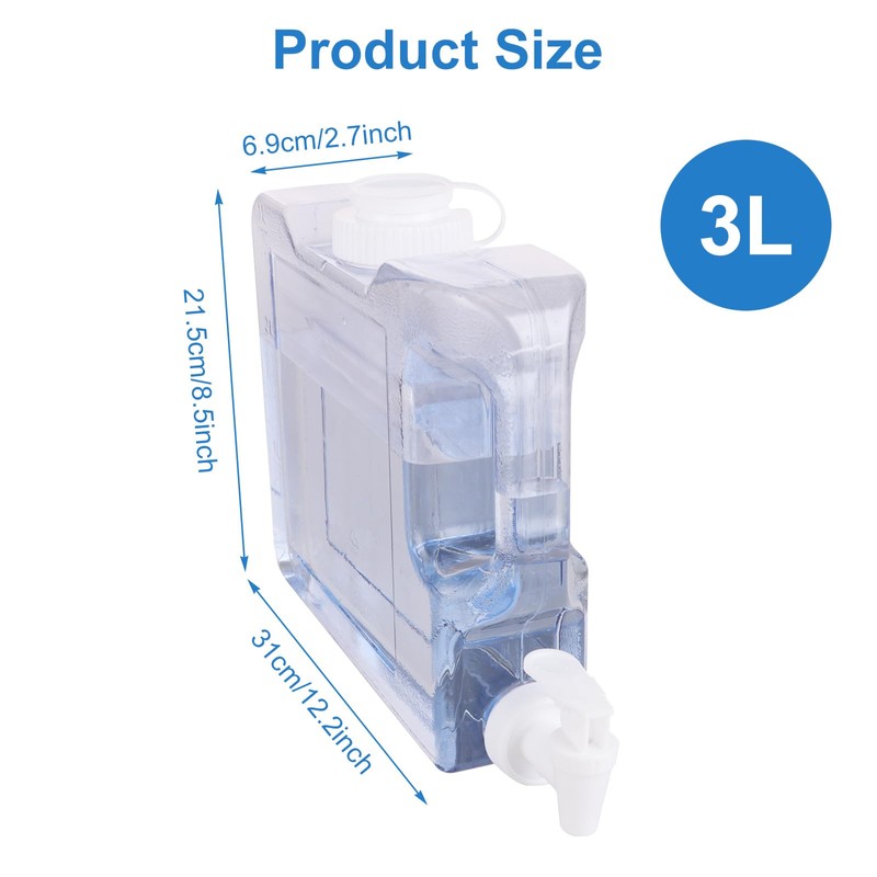 VIDETOL 3L Fridge Water Dispenser with Tap, 2 Pack Reusable