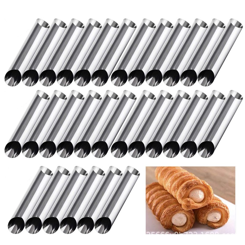 AMBESTAR 30 Pack Cannoli Horn Form Set, Large Stainless Steel