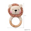 Wooden Baby Rattle，Crochet Lion Rattle with Wood Ring, Newborn Wooden