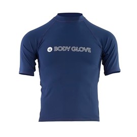 Body Glove Men Standard Basic Fitted Short Sleeve Rashguard-S-Navy, Small
