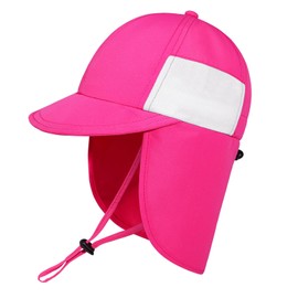 Baby Sun Hat with Neck Flap UPF 50+ Infant Toddler Boys Girls Summer Beach Hat for Traveling Swim Fishing Cap Hot Pink