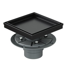 Neodrain 6-Inch Square Shower Drain with Removable Tile Insert Grate, 304 Stainless Steel, Includes PVC Shower Drain Base Hair Strainer, Matte Black